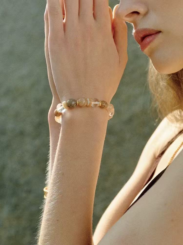 Dopamine Beaded Wave Bracelet – Golden Brown Aventurine Edition - floysun