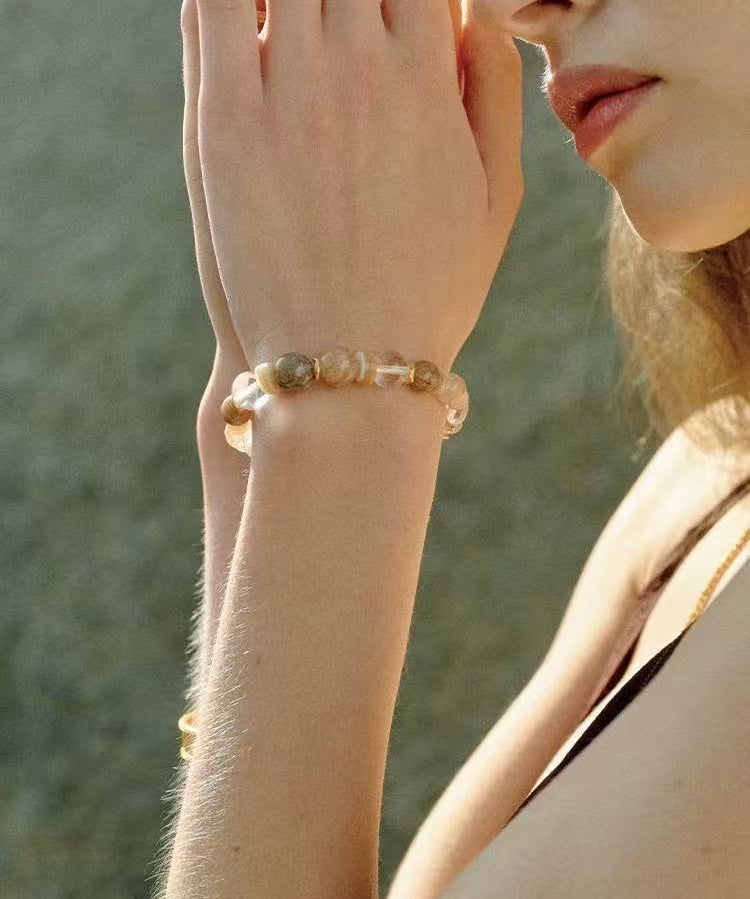 Dopamine Beaded Wave Bracelet – Golden Brown Aventurine Edition - floysun