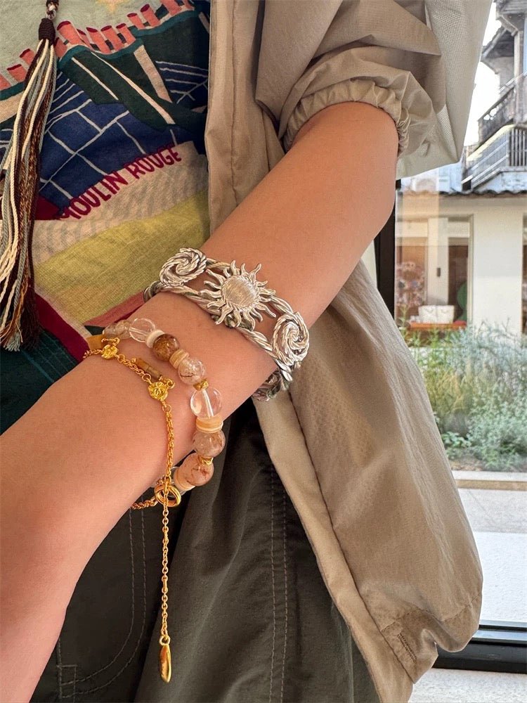 Dopamine Beaded Wave Bracelet – Golden Brown Aventurine Edition - floysun