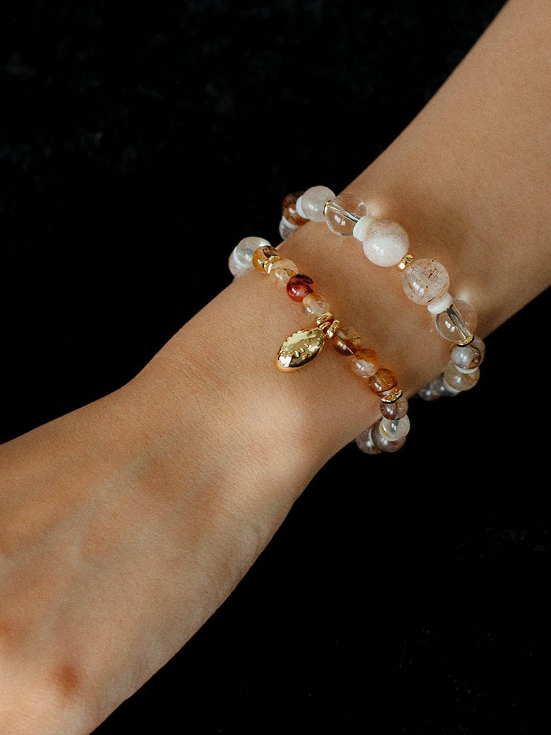 Dopamine Beaded Wave Bracelet – Golden Brown Aventurine Elastic Bead Edition - floysun