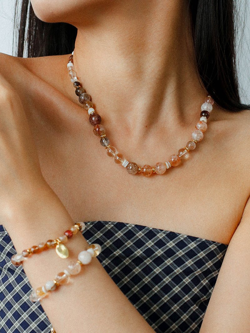 Dopamine Beaded Wave Bracelet – Golden Brown Aventurine Elastic Bead Edition - floysun
