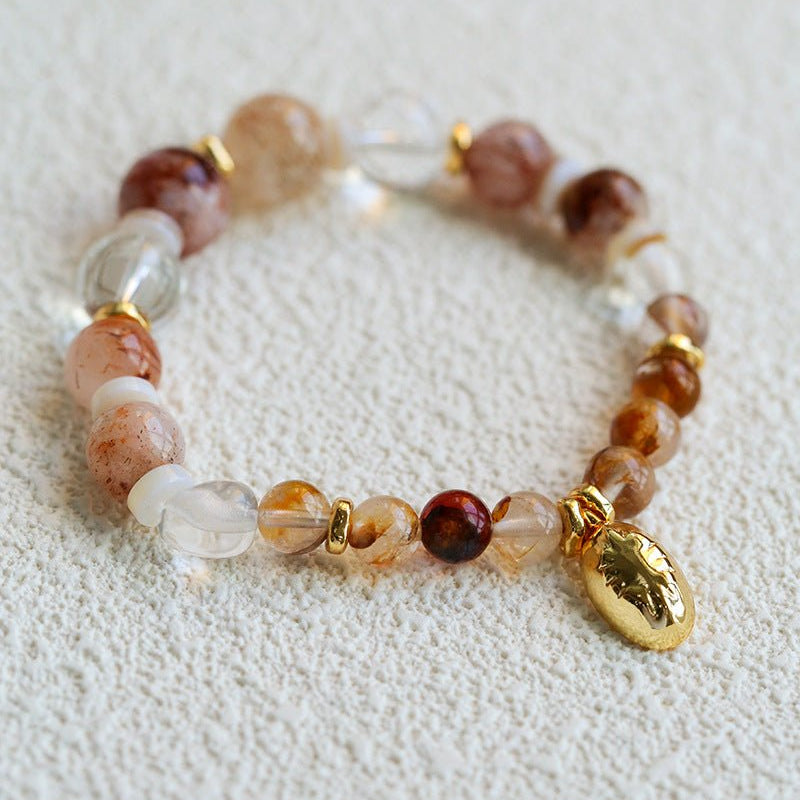 Dopamine Beaded Wave Bracelet – Golden Brown Aventurine Elastic Bead Edition - floysun