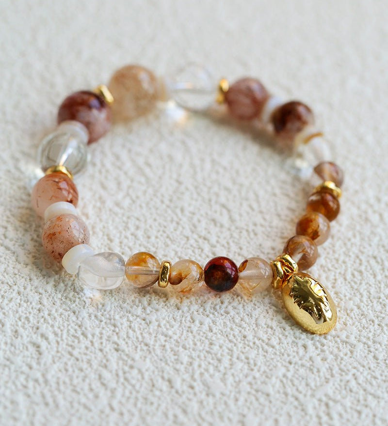 Dopamine Beaded Wave Bracelet – Golden Brown Aventurine Elastic Bead Edition - floysun