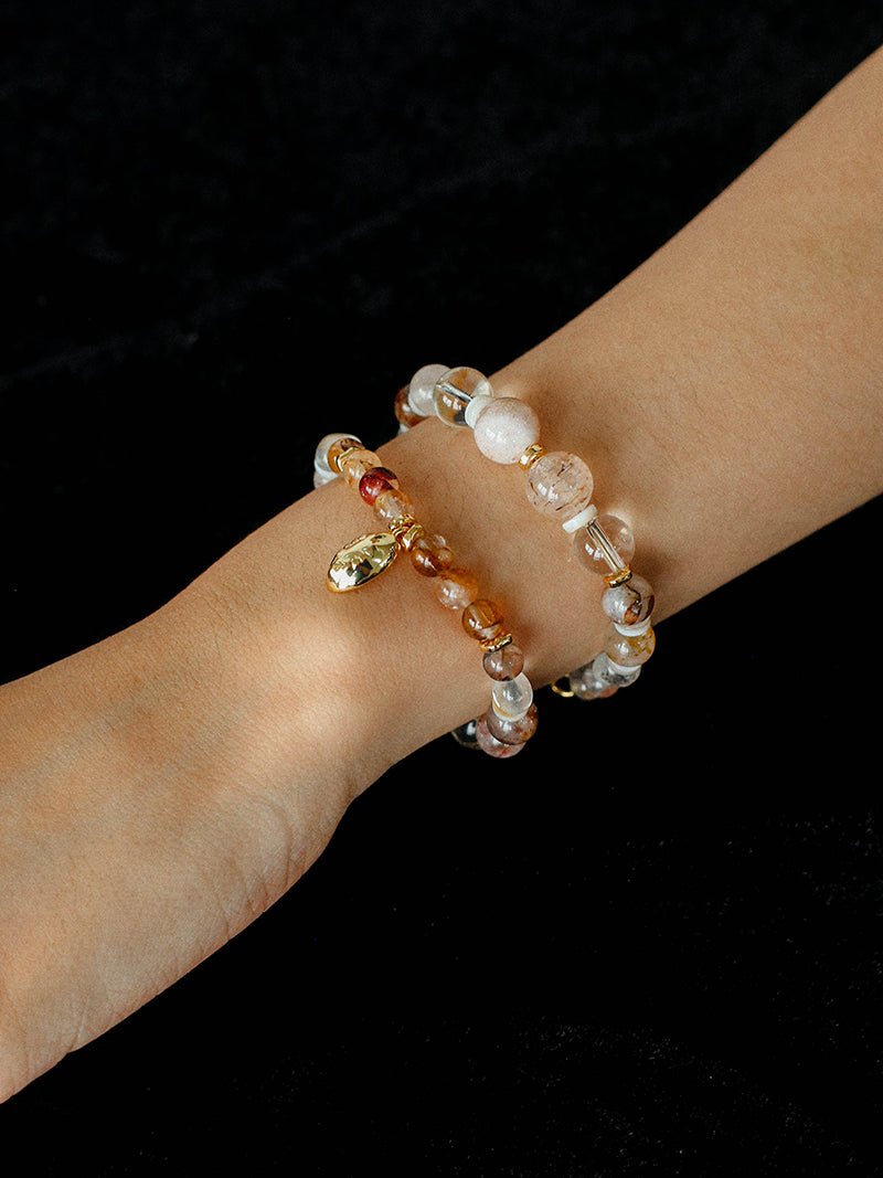 Dopamine Beaded Wave Bracelet – Golden Brown Aventurine Elastic Bead Edition - floysun