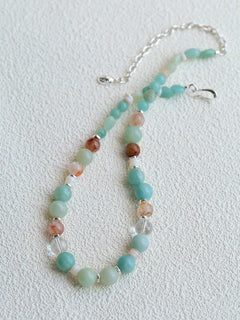 Dopamine Beaded Wave Necklace – Blue Amazonite Edition - floysun