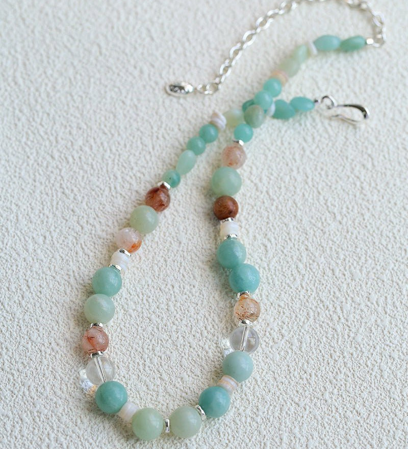 Dopamine Beaded Wave Necklace – Blue Amazonite Edition - floysun
