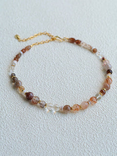 Dopamine Beaded Wave Necklace – Golden Brown Aventurine Edition - floysun
