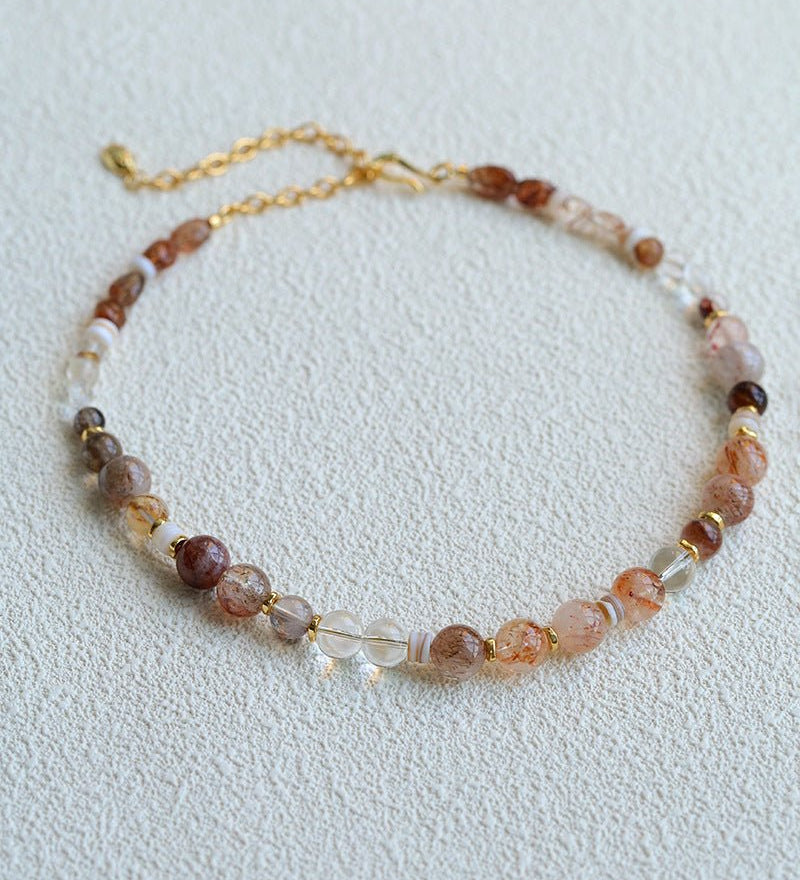 Dopamine Beaded Wave Necklace – Golden Brown Aventurine Edition - floysun