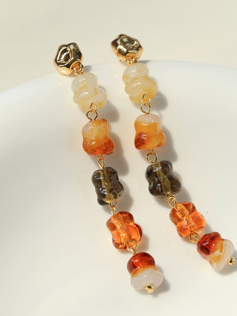 Dopamine Candy Drop Glass Earrings – Caramel Glaze - floysun