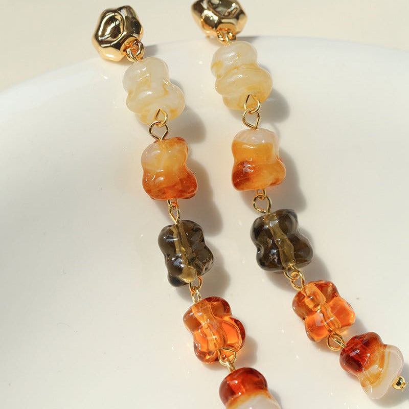 Dopamine Candy Drop Glass Earrings – Caramel Glaze - floysun