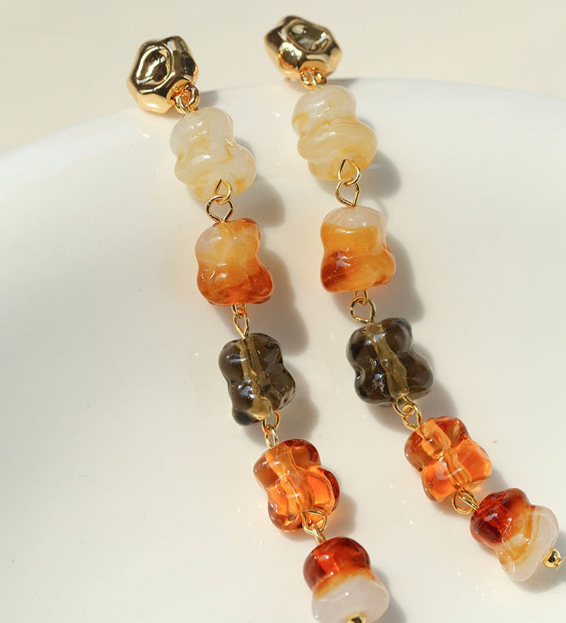 Dopamine Candy Drop Glass Earrings – Caramel Glaze - floysun
