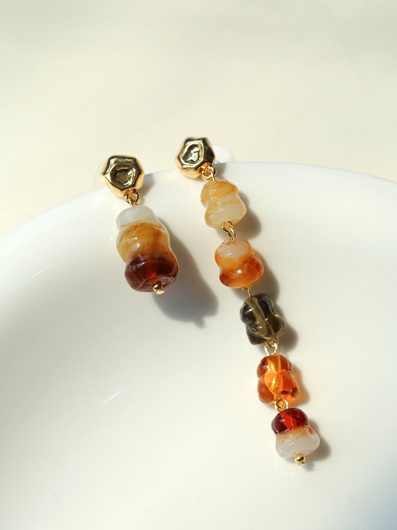 Dopamine Candy Drop Glass Earrings – Caramel Glaze - floysun