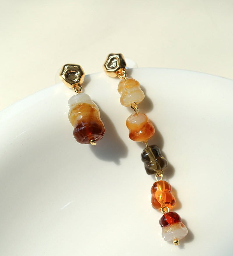Dopamine Candy Drop Glass Earrings – Caramel Glaze - floysun