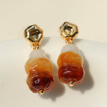 Dopamine Candy Drop Glass Earrings – Caramel Glaze - floysun