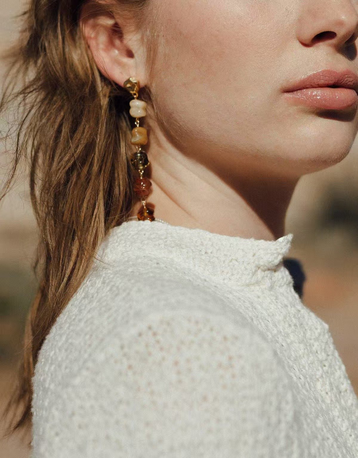 Dopamine Candy Drop Glass Earrings – Caramel Glaze - floysun