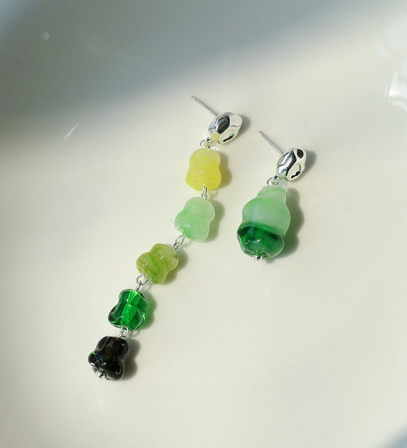 Dopamine Candy Drop Glass Earrings – Matcha Mint - floysun