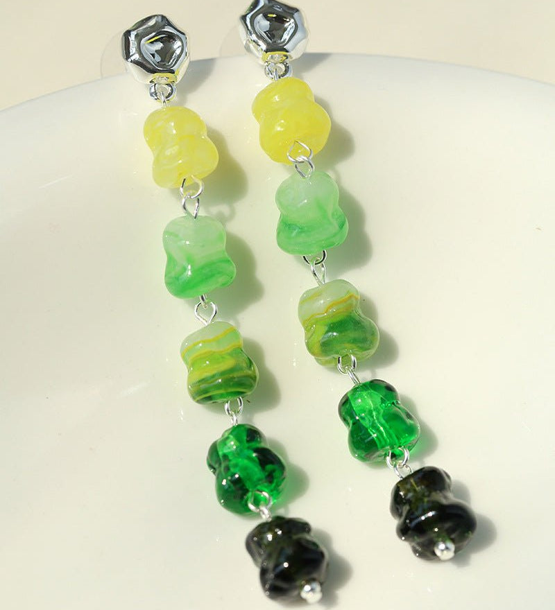 Dopamine Candy Drop Glass Earrings – Matcha Mint - floysun