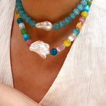 Dopamine Colorful Cat's Eye Baroque Necklace - floysun