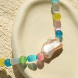 Dopamine Colorful Cat's Eye Baroque Necklace - floysun