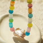 Dopamine Colorful Cat's Eye Baroque Necklace - floysun