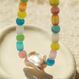 Dopamine Colorful Cat's Eye Baroque Necklace - floysun