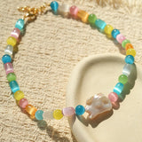 Dopamine Colorful Cat's Eye Baroque Necklace - floysun