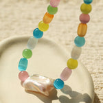 Dopamine Colorful Cat's Eye Baroque Necklace - floysun