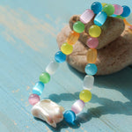 Dopamine Colorful Cat's Eye Baroque Necklace - floysun