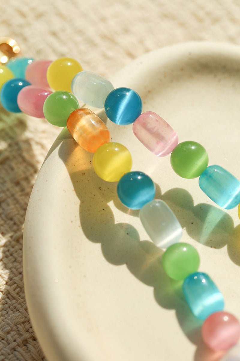 Dopamine Colorful Cat's Eye Baroque Necklace - floysun