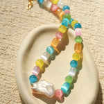 Dopamine Colorful Cat's Eye Baroque Necklace - floysun