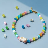 Dopamine Colorful Cat's Eye Baroque Necklace - floysun