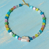Dopamine Colorful Cat's Eye Baroque Necklace - floysun