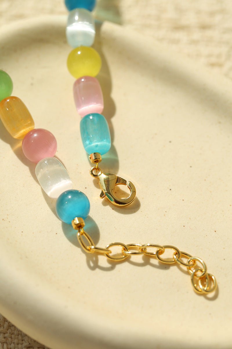 Dopamine Colorful Cat's Eye Baroque Necklace - floysun