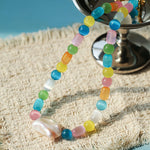 Dopamine Colorful Cat's Eye Baroque Necklace - floysun
