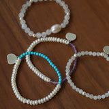 Dopamine Stacking Elastic Bracelets – Pearls & Gemstones - floysun