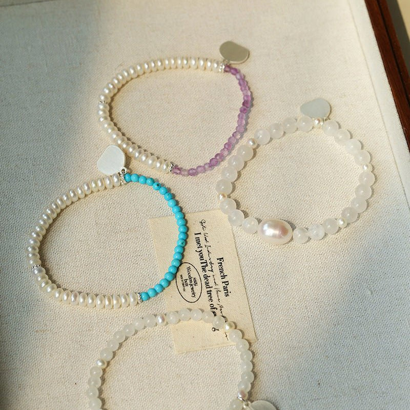 Dopamine Stacking Elastic Bracelets – Pearls & Gemstones - floysun