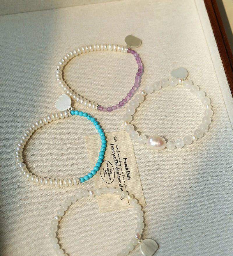 Dopamine Stacking Elastic Bracelets – Pearls & Gemstones - floysun