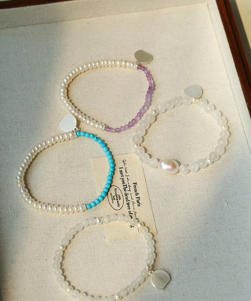 Dopamine Stacking Elastic Bracelets – Pearls & Gemstones - floysun