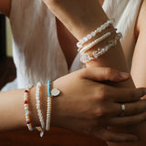 Dopamine Stacking Elastic Bracelets – Pearls & Gemstones - floysun