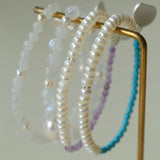 Dopamine Stacking Elastic Bracelets – Pearls & Gemstones - floysun