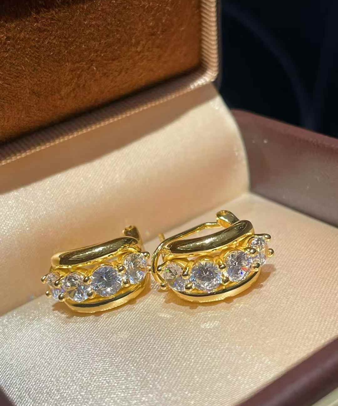 Double Band High Carbon Diamond Hoop Earrings - floysun