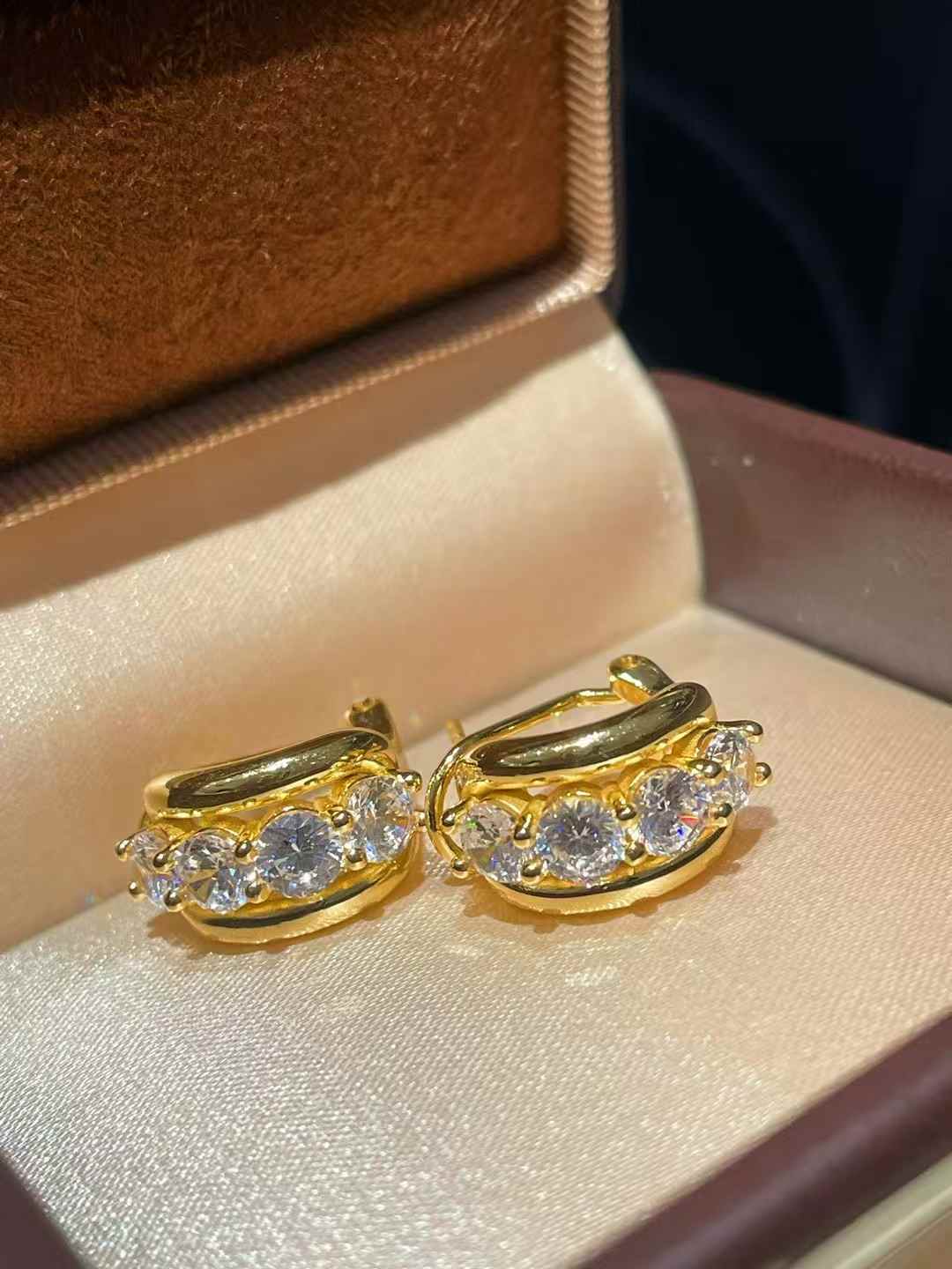 Double Band High Carbon Diamond Hoop Earrings - floysun
