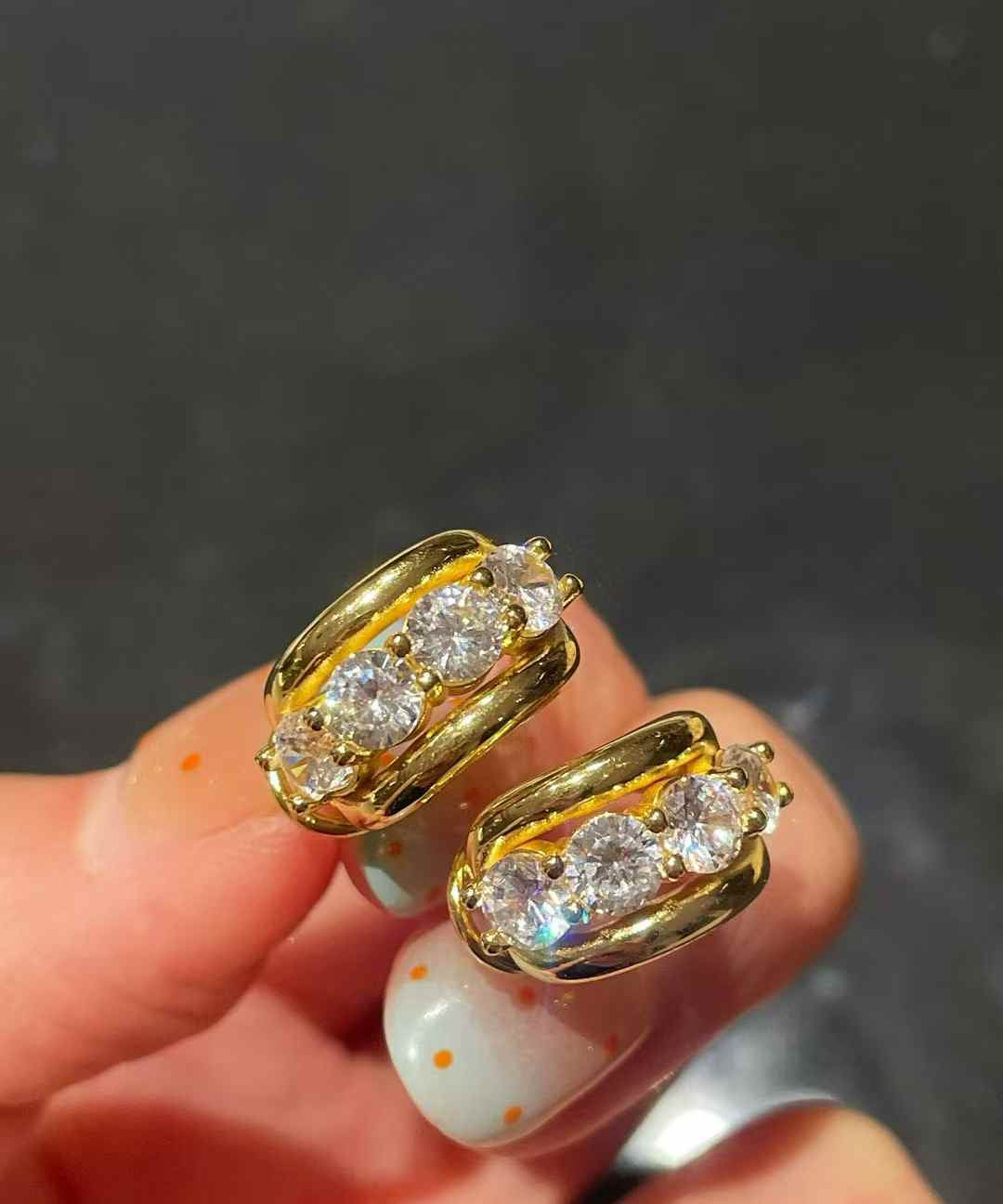 Double Band High Carbon Diamond Hoop Earrings - floysun