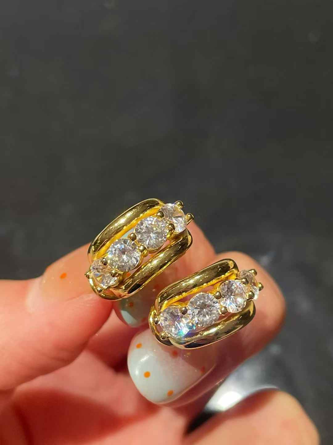 Double Band High Carbon Diamond Hoop Earrings - floysun