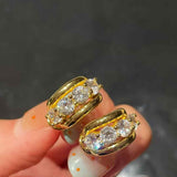 Double Band High Carbon Diamond Hoop Earrings - floysun