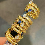 Double-Headed Snake Coiled Ribbed Ring - Lab Grown Sapphire - floysun