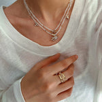 Double Layer Clear Crystal Peace Dove Pendant Necklace - floysun
