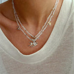 Double Layer Clear Crystal Peace Dove Pendant Necklace - floysun