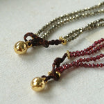 Double - Layer Faceted Gemstone Necklace with Pearl Pendant – Garnet or Gold Ore Option - floysun