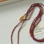 Double - Layer Faceted Gemstone Necklace with Pearl Pendant – Garnet or Gold Ore Option - floysun